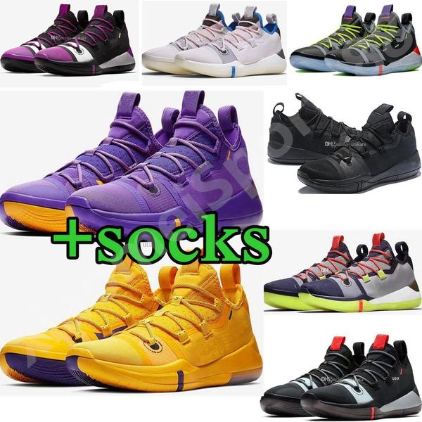 

new kobe ad react exodus derozan black silver purple pink basketball shoes kb mens trainers sports sneakers size 40-46, White;red