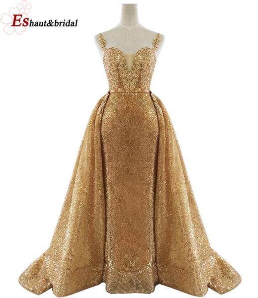 

2019 new arrival gold sequins evening dress v-neck sleeveless detachable cape long prom party wedding gown, White;black
