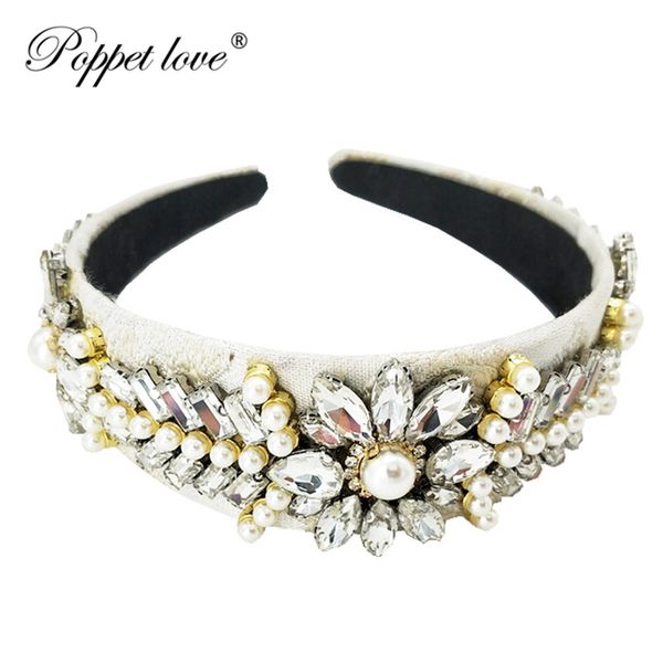

newly women full white crystal headband with ribbon wreath wedding party ladies girls garlands floral width crown hairband, Golden;white