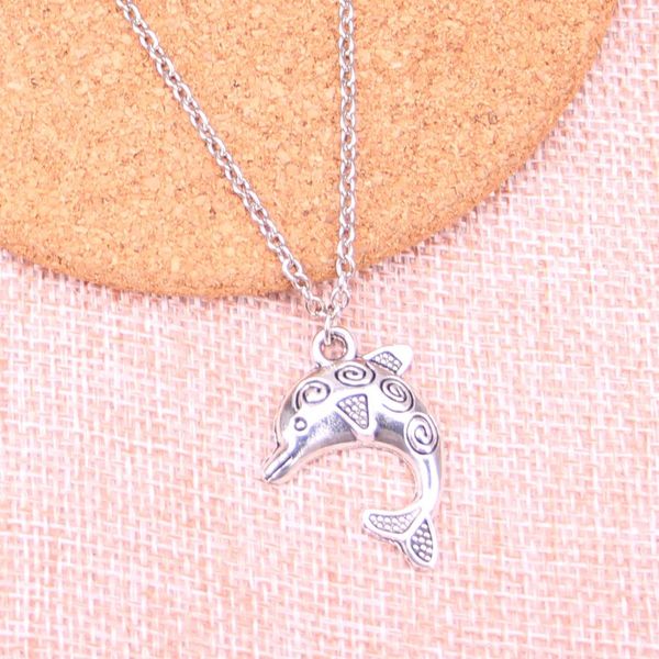 

new fashion link chain necklace antique silver pendants 24*30mm dolphin necklace for gift jewelry