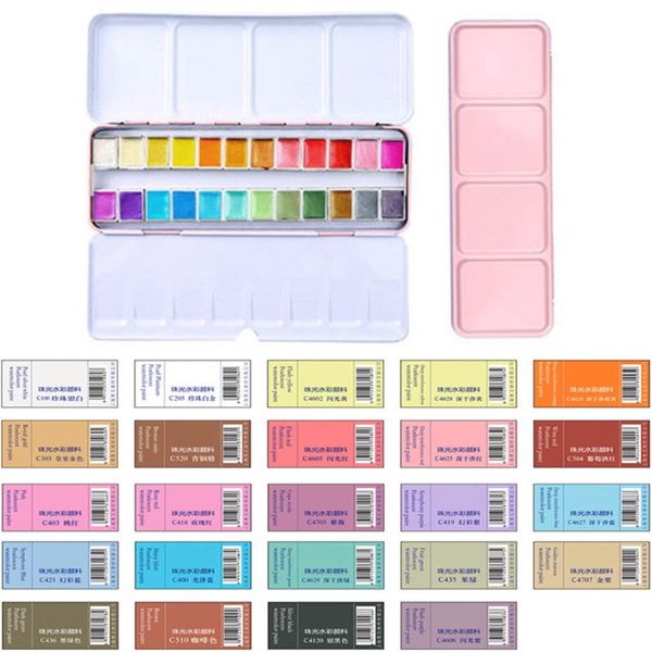 

12/24 блеск акварельная краска твердые цвета художник акварельные краски портативный