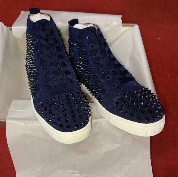 

er343 wholesale high spikes red bottom sneakers shoes for men luxurious studs gentleman designer lace-up leisure,casual walking, Black