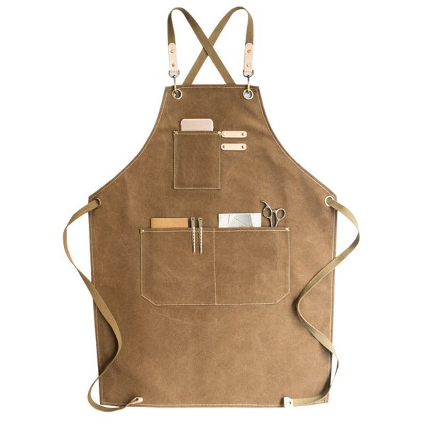 

canvas cook apron barista bartender chef hairdressing apron catering uniform work wear anti-dirty overalls