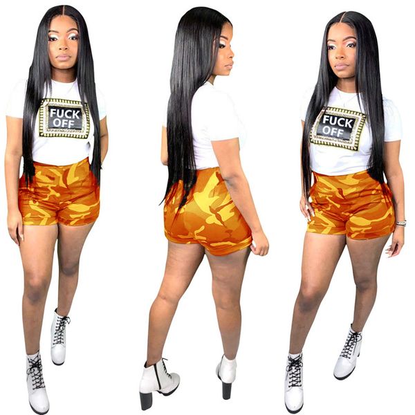 

3set / dhl лето камуфляж цвета шорты set женщина двухкусочные костюмы письмо печать тенниски и шорты нижнее спортивная одежда d52811, White