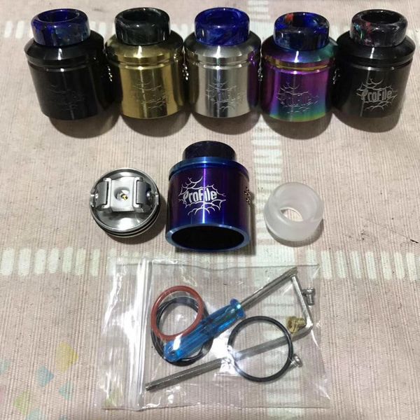 

Profile RDA Atomizer 24mm Diameter Rebuidable Mesh Coil Tank 510 Thread 6 Colors Fit Electronic Cigarette Mods DHL Free