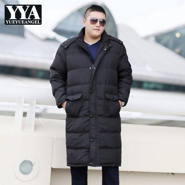 

big size 7xl 8xl 9xl 10xl men long down jacket classic hooded warm ultra light down jacket men hooded zipper winter coats male, Black