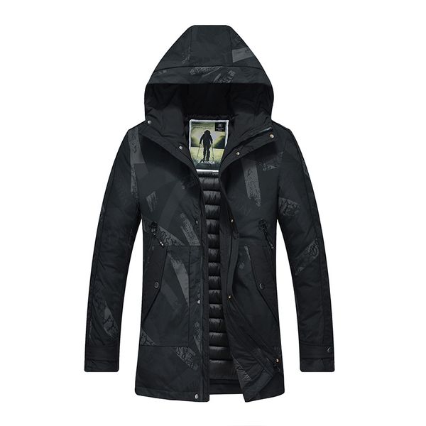 

85023 new winter clothing men's short middle-aged hooded overcoat plus thick down cotton paded jacket, Black