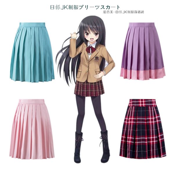 

harajuku 2019 women fashion summer high waist pleated skirt wind cosplay plaid skirt kawaii female skirts plus size, Black;red