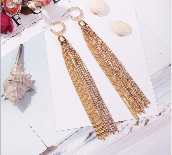 

ювелирные изделия темперамент богиня полный дрель цепи длинные серьги кисточкой, Golden;silver