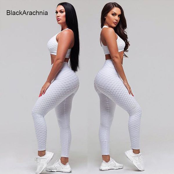

blackarachnia women solid color yoga set high waist workout ladies suits gym sportswear women summer deep v-neck suit, White;red