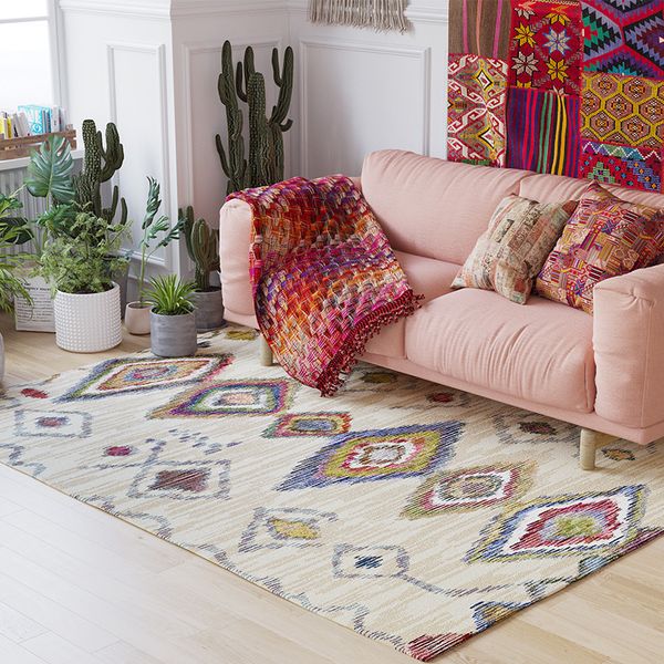 

moroccan style handmade carpet geometric bohemia indian rug plaid modern black white kilim design nordic style