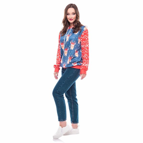 

new christmas hoodie elk santa claus print festival costume loose pocket warm wild hoodies couple clothes, Black