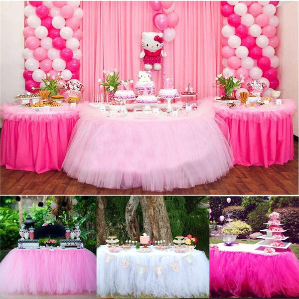 2020 Christmas Party Tulle Table Skirt Cover Birthday Wedding