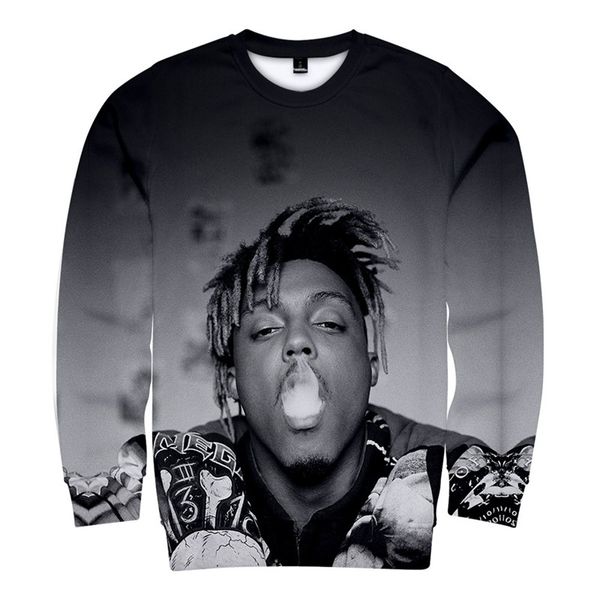 

juice wrld mens hoodies designer hiphop loose 3d printed sweatshirts plus size crew neck male clothing, Black