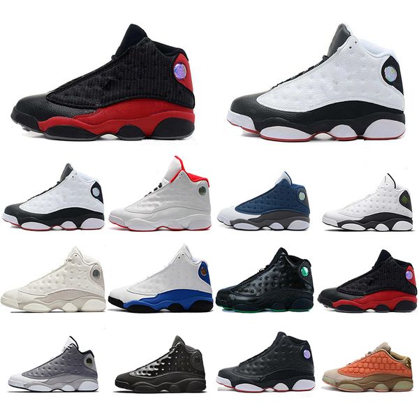 

13s mens basketball shoes atmosphere grey cap and gown history of flight flints bred hyper royal black cat 13 men sports sneakers us7-13, White;red