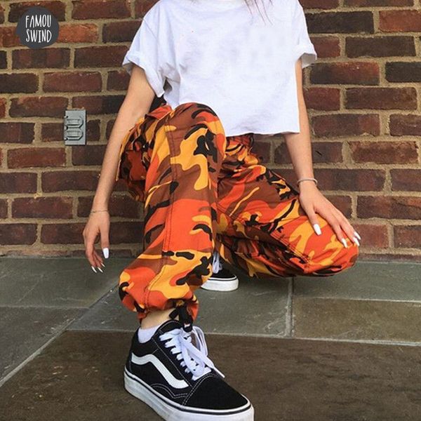 

camouflage orange pants women purple pink camo pants pantalon femme trousers sweatpants cargo harem pantalones mujer, Black;white
