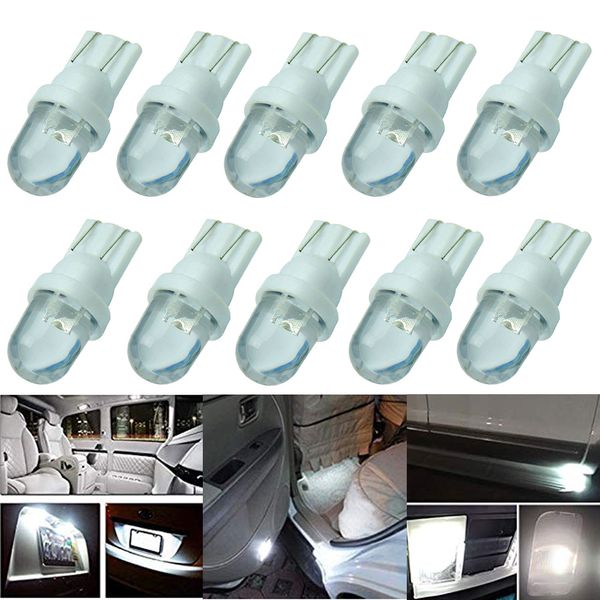 

cjxmx 10pcs t10 w5w led bulb 168 194 car wedge lights interior dome reading lamp license plate light clearance lamp 12v 6000k
