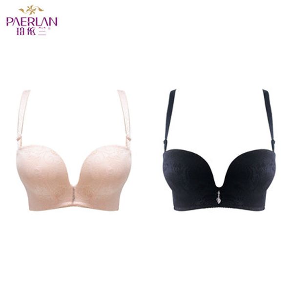 

2 pieces ]paerlan contact female bra push up anti-skid small chest strap b underwear back closure convertible stra, Red;black