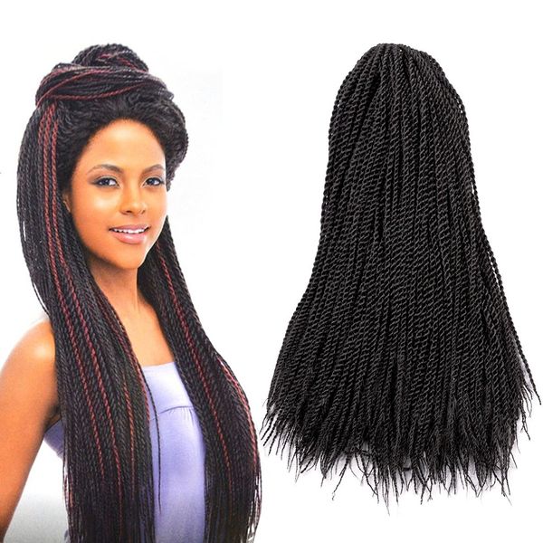 

senegalese twist crochet hair braids 18inch synthetic mambo twist crochet braiding hair extensions dreaklocks high temperature fiber, Black