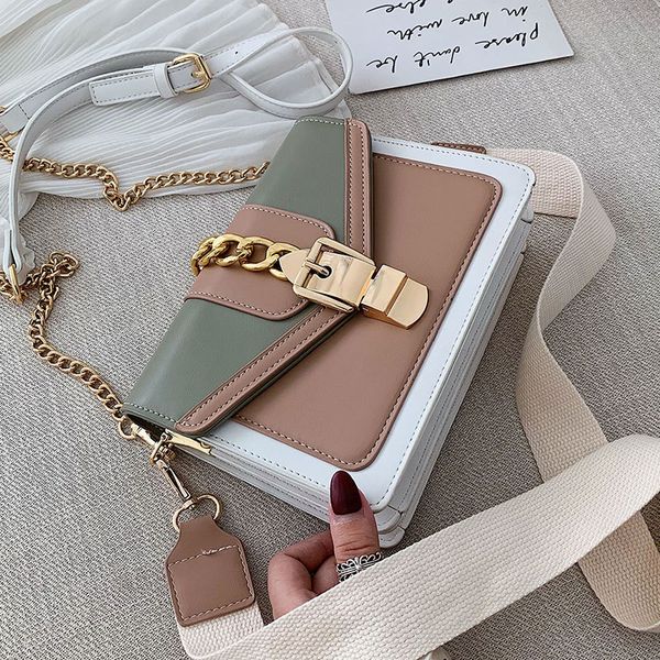 

contrast color leather crossbody bags for women 2020 travel handbag fashion simple shoulder messenger bag ladies cross body bag