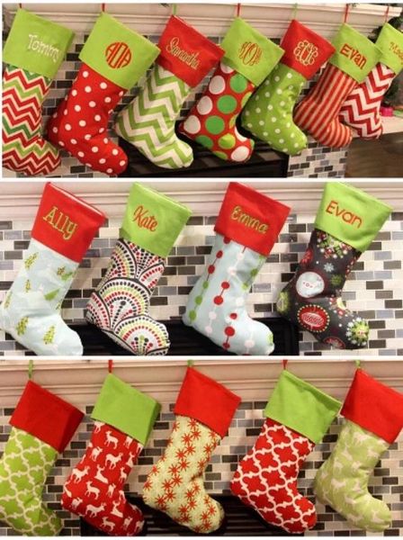 

brand new 18 designs рождественский чулок вышитые персонализированный чулок мешок подарка xmas tree конфета орнамент семейный праздник чулок