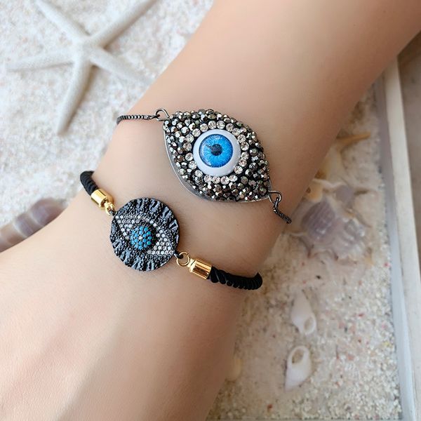 

fashion boho bohemian gun black evil eye bar rainbow bracelets for women gold color copper rainbow cz crystal charm bracelets