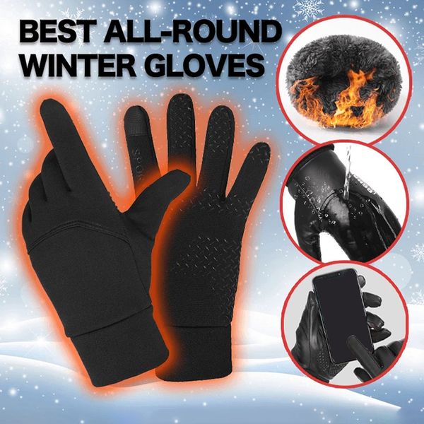 

1 pair full fingers outdoor winter sports thermal gloves warm insulated touchscreen hiking skiing camping windproof waterproof