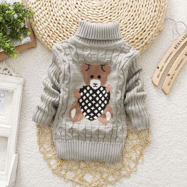 

toddler baby boys girls cartoon bear print sweater infant kids long sleeve winter warm sweater baby knit crochet casual outwear, Blue