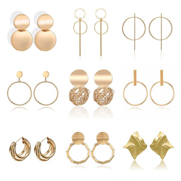 

fashion statement earrings 2019 metal round geometric earrings for women hanging dangle earrings drop earing modern jewelry pun, Silver