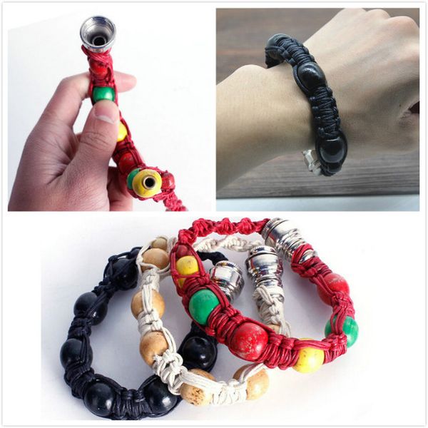 Novo Portátil de Metal Pulseira de Fumaça Tubulação De Fumo Jamaica Rasta Tubo 3 Cores acessórios Fumar Presente para o homem e as mulheres K017