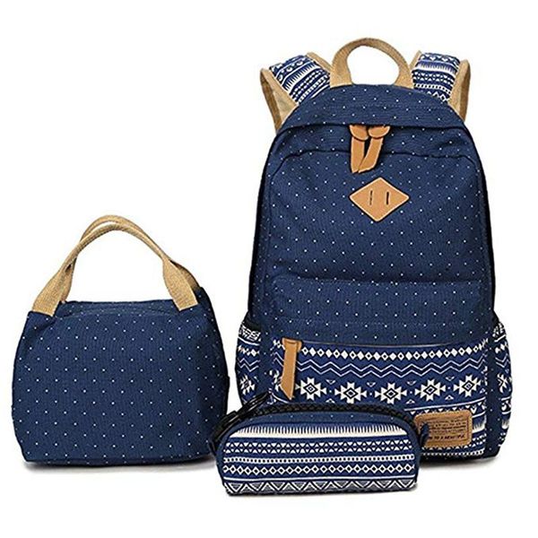 

2019 new school backpack student canvas bookbag lightweight lapbag for teen girls