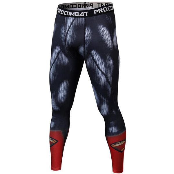 

men compression tights leggings running sports men print gym fitness jogging pants quick dry trousers workout training legging, Black;blue