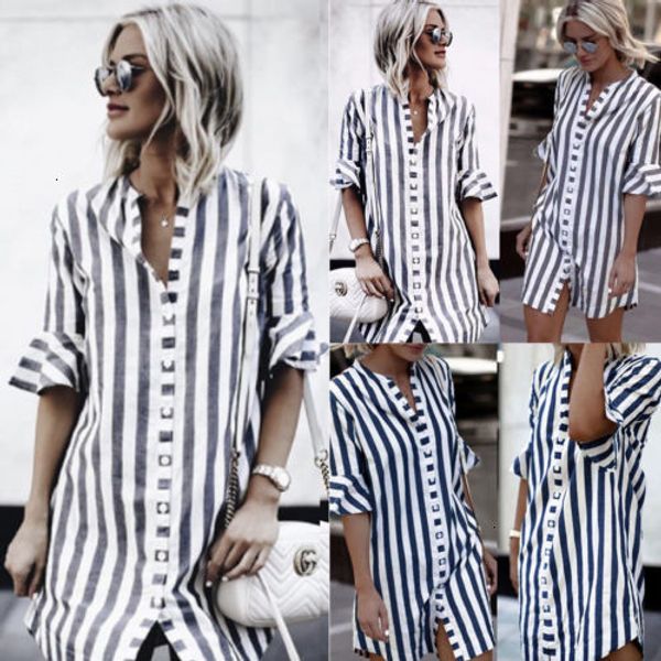 

women blouse blouses for women fashion womens summer striped shirt loose casual blouse striped new drop shipping good quality, White