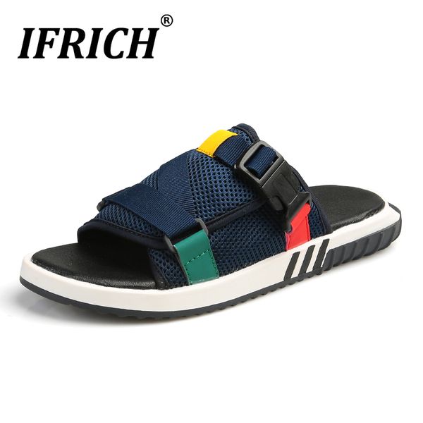 

popular leisure men sandals mesh summer man beach shoes comfortable mens sandals flat casual slippers outdoor soft man slippers, Black