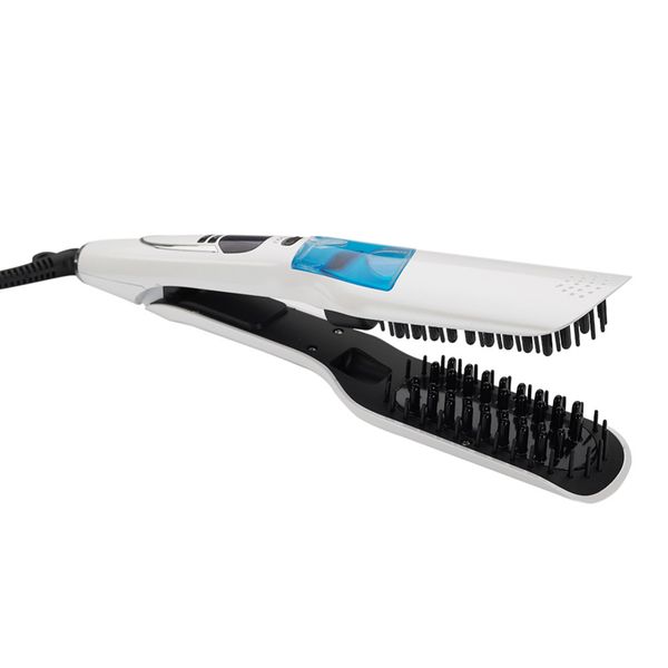 

lcd hair straight ceramic electric styling brush steam moisturizing hair straightener brush vapor spray fast flat iron comb eu, Black