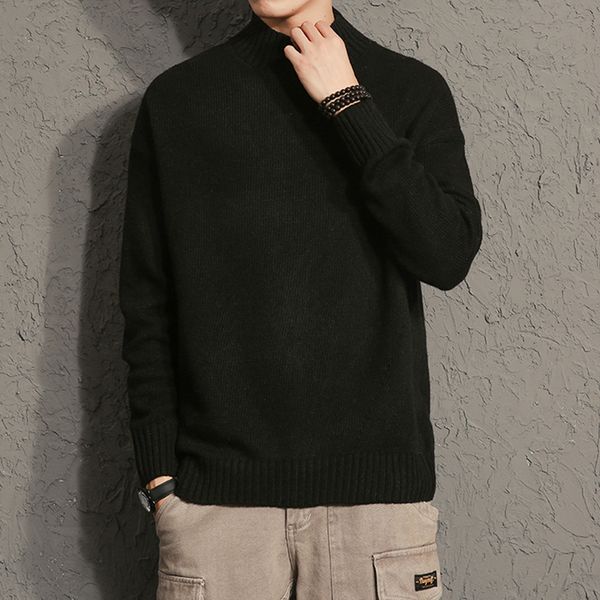 

men's clothing casual sweater men turtleneck pull homme mens sweaters slim pullover men classic wool knitwear cashmere sweater, White;black