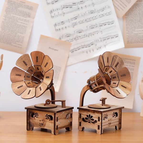

gramophone shaped music box classic vintage birthday gift hand crank type music box movement diy romantic birthday present other home decor