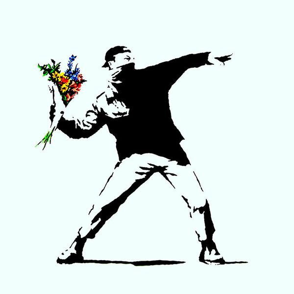 

banksy flower throw граффити искусство home wall art decor ручная роспись hd печать маслом на холсте wall art холст картины 190825