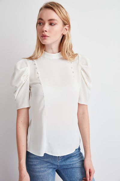 

trendyol button detail bluz twoss20bz0042, White