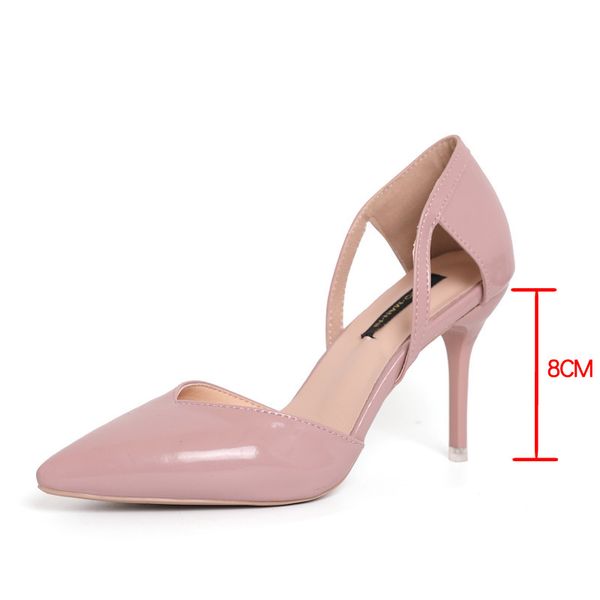 

patent leather women pumps pointed toe yellow stilettos dressing shoes woman high heel shoes for wedding calzado mujer, Black
