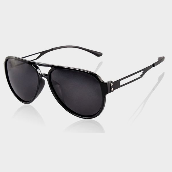 

wholesale-summer style fashion double bridge sun glasses polarized mirror sunglasses custom made myopia minus prescription lens -1 to -6, White;black
