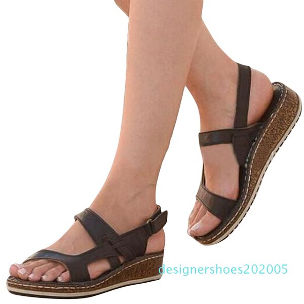 

women sandals soft leather wedges shoes women espadrilles platform female high heels sandals summer chaussures d05, Black