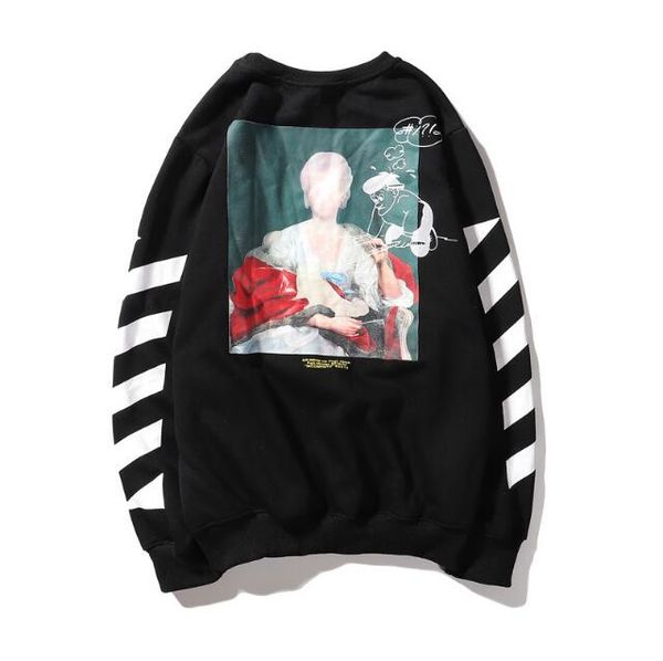 

топ 2019 мода роскошный стилиста толстовки бренд 19fw мужской хлопок o-образным вырезом печати длинным рукавом толстовки моды хип-хоп случай, Black