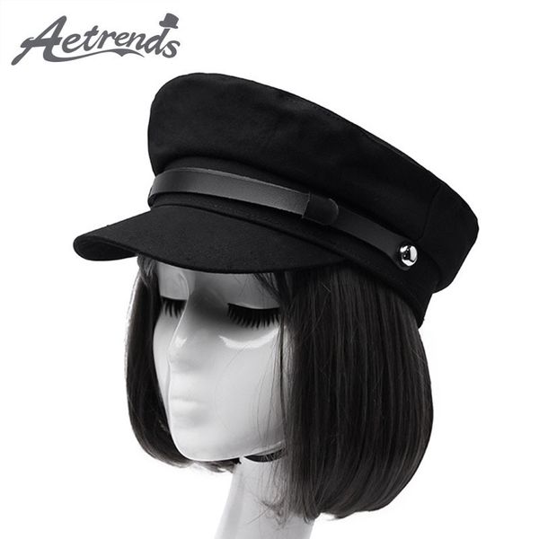 

aetrends] black military caps fashion hats for women flat hats army salior military hat z-6704 y200103, Blue;gray