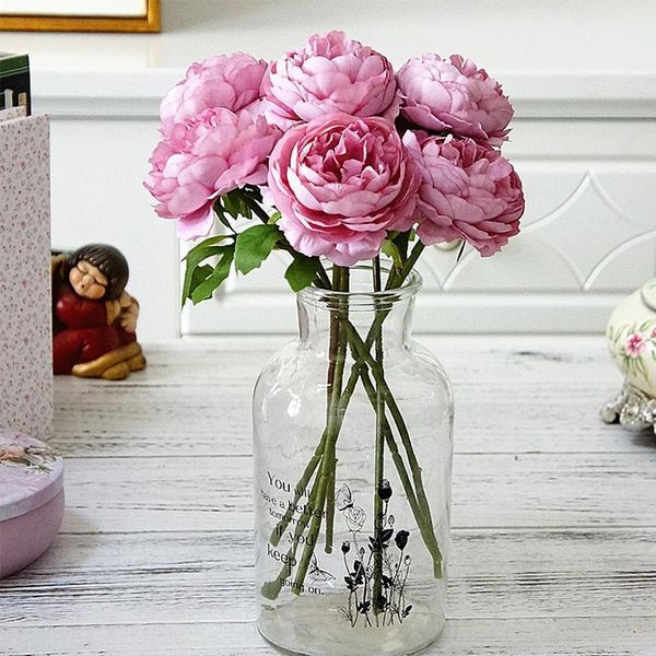 

silk roses white artificial flowers peony for home decoration pink peony fake flowers diy wedding decor wall flores