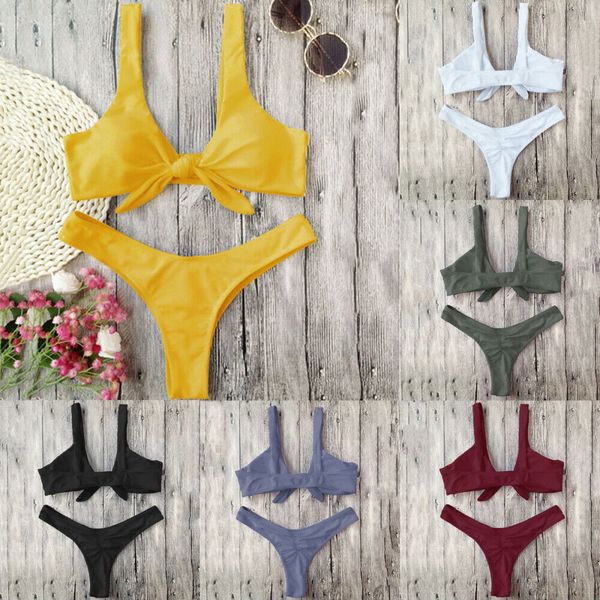 

women triangle swimwear bathing padded bra bikini set swimsuit bandage push-up bathing suits swim halter push up bikini set