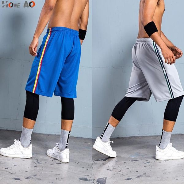 

howe ao men's running shorts gym wear fitness workout shorts men sport short pants tennis basketball soccer training, Black;blue