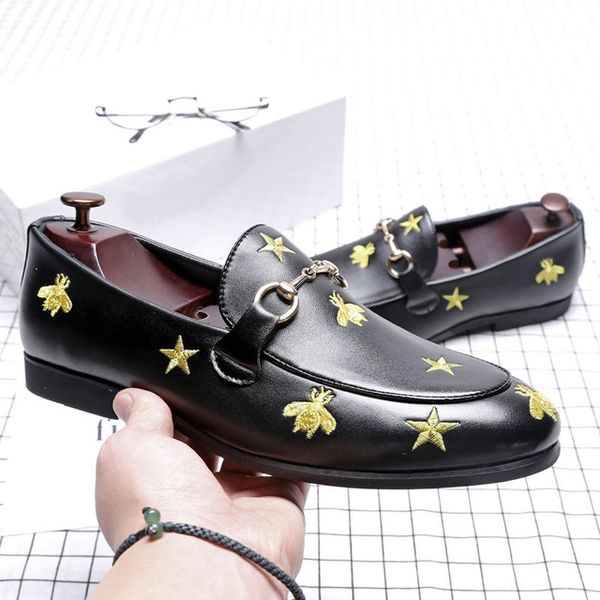 

luxury men dress shoes high british style bee rrivet causal luxury shoes mens loafers moccasins italian men wedding shoes c09, Black