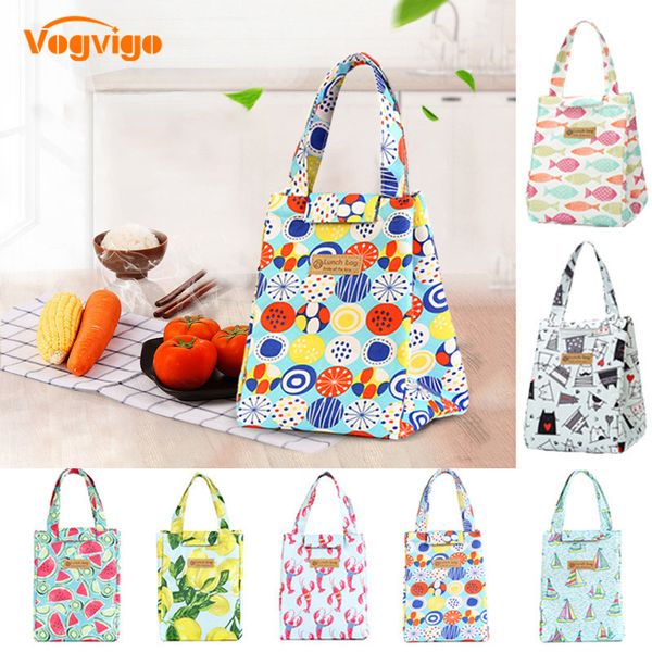 

vogvigo cute oxford lunch bags portable insulated thermal cooler fruit carrying bag student lunch box picnic storage bags, Blue;pink