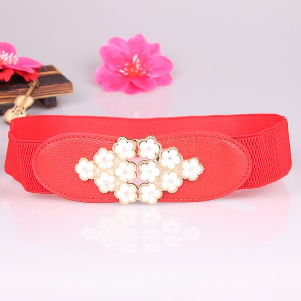 

autumn and winter new ladies wide belt down wild elastic waist seal rhinestone inlaid decorative belt dress, Black;brown